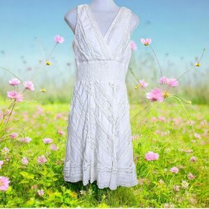 Chris Mclaughlin Ivory/White Lined Lace V-Neck Sundress Size 8